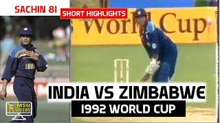 INDIA vs ZIMBABWE 1992 WORLD CUP HIGHLIGHTS | SACHIN 81 |  INDIA v ZIMBABWE | RAIN AFFECTED MATCH