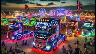 Scania V8 Open Pipes & Beautiful Night Trucks | Mega Trucks Festival 2024!