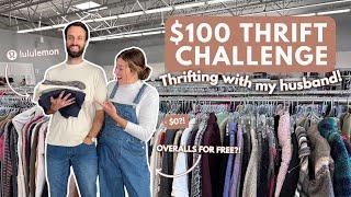 My husband finds his DREAM item during our $100 Thrift Challenge | Thrift With Me |  | Thrift Haul