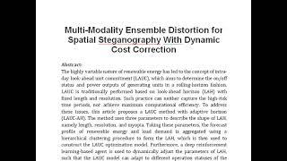 Multi Modality Ensemble Distortion for Spatial Steganography With Dynamic Cost Correction