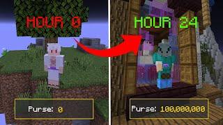 NOOB GOES FROM 0 To 100 MILLION in 24 HOURS: Hypixel Skyblock BEGINNER TO BILLIONAIRE Ep 2