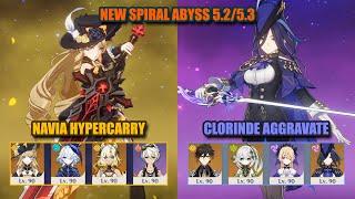 NEW Spiral Abyss 5.2/5.3 | Navia HyperCarry & Clorinde Aggravate | Genshin Impact