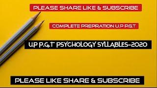 U.P P.G.T PSYCHOLOGY SYLLABUS 2020