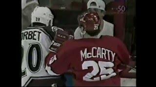 Darren McCarty vs Rene Corbet rough & Avalanche vs Red Wings scrum 1997