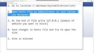 How to block any website(Easy using Notepad)