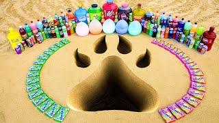 Big Toothpaste Eruption from Cat paw pit, Giant Dr Pepper, 7up, Pepsi, Fanta, Coca Cola vs Mentos