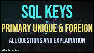 SQL Primary Key vs Unique Key vs Foreign Key | Interview Questions Around SQL Keys