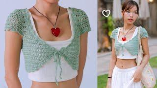 Crochet Cropped Lace Cardigan Tutorial | Chenda DIY