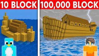 10 Block vs 100,000 Block: NOAHS ARK House Build Challenge in Minecraft