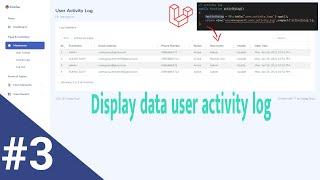 Display data user activity log form DB Laravel 8.X | Dashboard V13