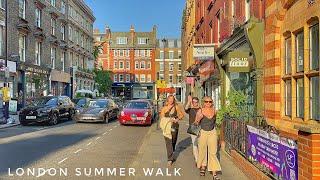 "London Summer Walk 2023: Marylebone, Mayfair, Leicester Square & Central London Street | 4K HDR"