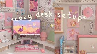 DESK SETUP MAKEOVER  for cozy gaming and work from home [pastel aesthetic]