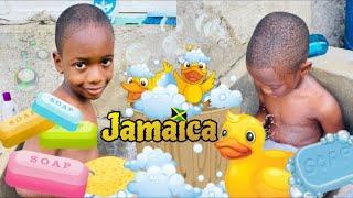 JAMAICA VLOG #8 BATHING OUTSIDE | THE BOYS HAD A JAMAICAN OUTSIDE BATHING EXPERIENCE