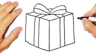 How to draw a Present Step by Step | Christmas Present Drawing