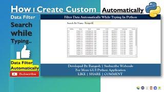 How to Filter Data while typing in the Search Field using python | Data Filter with search & Show