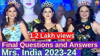 Mrs. India 2022-23 | Final Questions and Answers (Complete Playlist in description box)