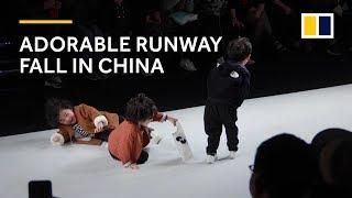 Adorable runway fall at kids fashion show in China warms hearts