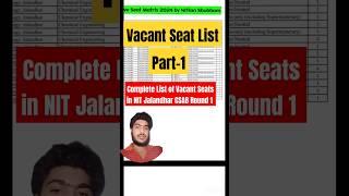 Vacant Seat in NIT Jalandhar CSAB Seat Matrix 2024 || CSAB Vacant seats List 2024 #shorts #csab2024