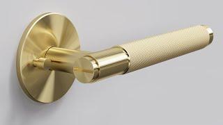 Realistic brushed brass door handle with knurling KeyShot rendering tutorial