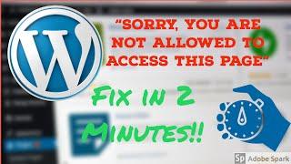 You are not allowed to access this page Wordpress | WordPress Error Solved