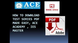 HOW TO DOWNLOAD TEST SERIES GATE PDF MADE EASY, ACE, IES