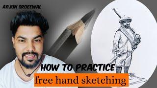 freestyle sketch || how to draw freehand sketch || Figure drawing tutorial for beginners||