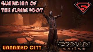 CONAN EXILES UNNAMED CITY - GUARDIAN OF THE FLAME BOSS LOOT - HOW TO GET SWORD OF CROM