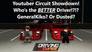 Youtuber Circuit Showdown in Driving Empire! Who's the BETTER Driver!?!? GeneralKiko? Or Dusted?