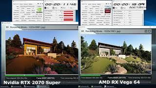 Lumion 8 Exterior Render Time Nvidia RTX 2070 Super vs AMD RX Vega 64