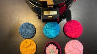 Easy flat cirkels, scrubbies with your 22 needle circular knitting machine.  Free quick workshop.