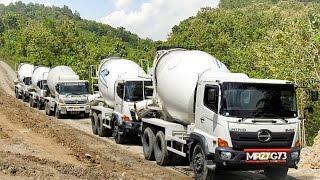 Ready Mix Concrete Mixer Truck Working On The Steep Site