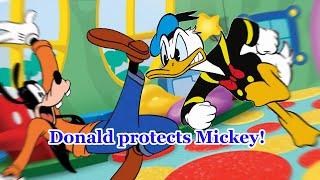 Donald protects Mickey!