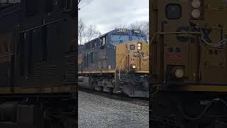 CSX M410 With Ex CP ES44AC Trailing and Masked Engineer!  #railfanner #fyp #shorts