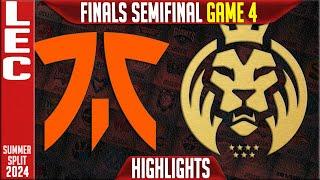 FNC vs MDK Highlights Game 4 | LEC Season Finals Winners Semifinal | Fnatic vs MAD Lions Koi G4