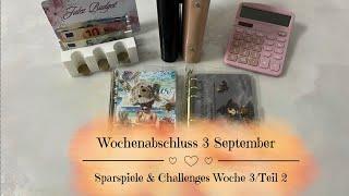 Wochenabschluss 3 September | Sparspiele und Challenges | Sparen mit der Umschlagmethode 