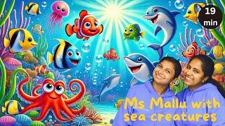 Learn Sea creatures for Kids with Ms Mallu | Kids Songs - Educational Videos for Kids and Toddlers