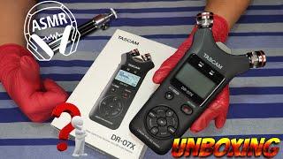 ASMR What's in the Box ? Unboxing Tapping Tascam DR-07X Stereo Audio Recorder | Red Gloves