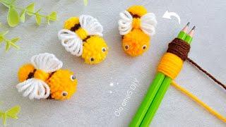 It's so Cute ️ Super Easy Bee Making Idea with Yarn - Use Amazing Trick with Pencil - DIY Crafts