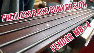 Fender MB-4 Bass Fretless Conversion asmr #bassboifretworks Ep.137