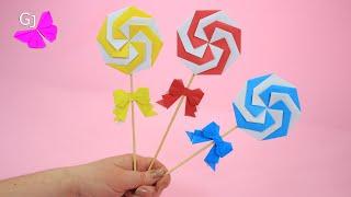 Оригами леденец из бумаги / Как сделать конфету из бумаги