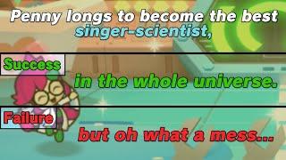 Penny's Theme (Win & Lose versions) lyrics comparison - WarioWare: Get it Together!