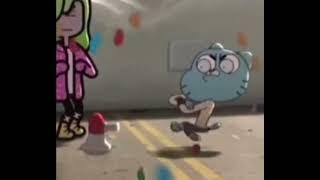 Gumball saying "THANK YOU ELMORE, BOOM" meme