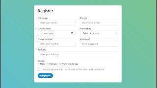 Responsive Registration Form using HTML and CSS