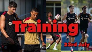 FC Barcelona Pre-Season Training 23rd Jul: Lewandowski, Ansu Fati | Thiago Alcántara And Hansi Flick