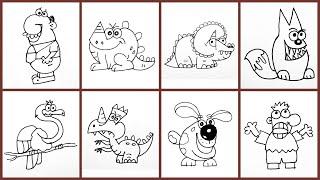 How To Draw Cute Animals Using Letters- How To Turn Letters Into a Cute Animal Drawing -01