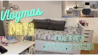 VLOGMAS Day 3 | STUDIO TOUR of a UK Etsy Sticker Shop