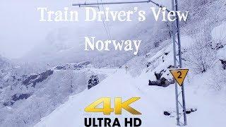 TRAIN DRIVER'S VIEW: Nice winter day on the Flåm Line in 4K UltraHD