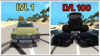 Level 1 Rookie VS Level 100 Boss - Beamng drive