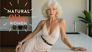 Natural Older Woman Over 60Attractively Dressed and Beauty|| Long Outfits |Fashion Tips Outfits