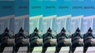 30fps vs 60fps vs 120fps vs 144fps vs 160fps vs 165fps vs 180fps vs 200fps vs 240fps vs 360fps